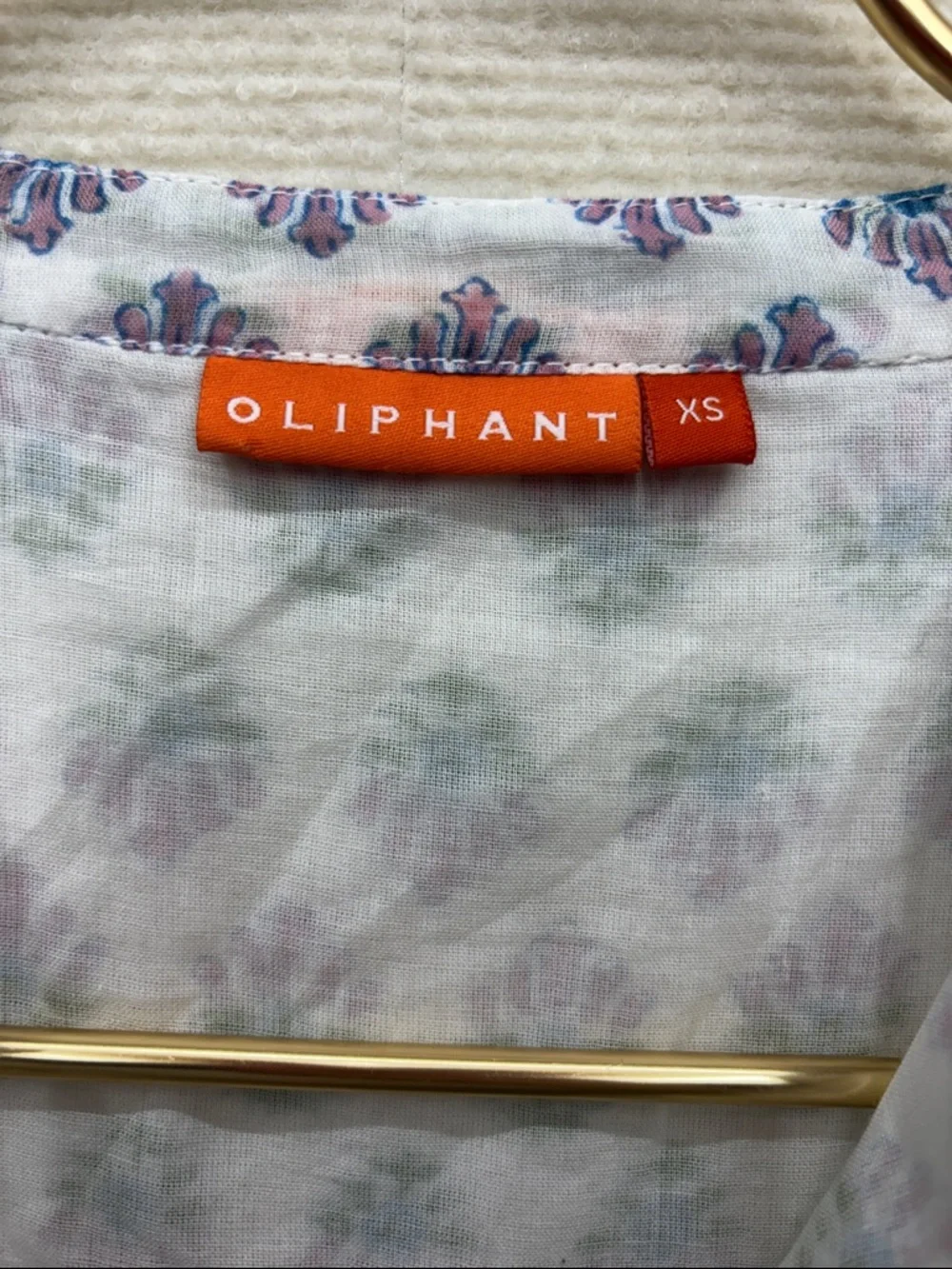 Oliphant | Floral Midi Dress in White with Purple & Green Print XS - Picture 2 of 8